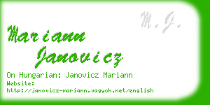 mariann janovicz business card